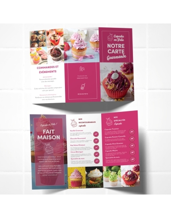 Dépliant 3 volets Ambiance Cupcake - Un design gourmand et coloré pour vos promotions