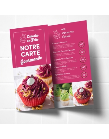 Dépliant 3 volets Ambiance Cupcake - Un design gourmand et coloré pour vos promotions