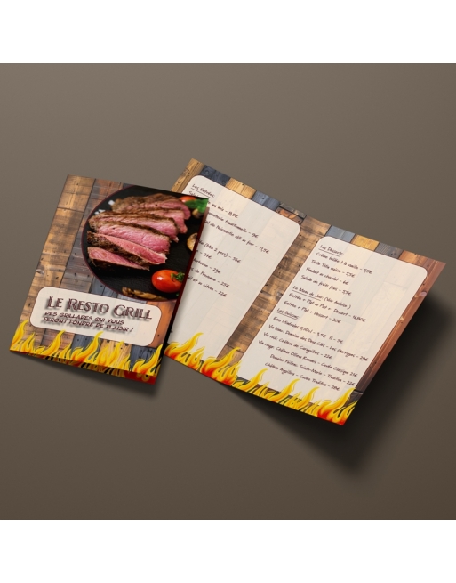 Menu 2 Volets Personnalisé pour Restaurants, Food Trucks et Traiteurs – Format A4 Menu 2 Volets Personnalisé pour Restaurants, Food Trucks et Traiteurs – Format A4