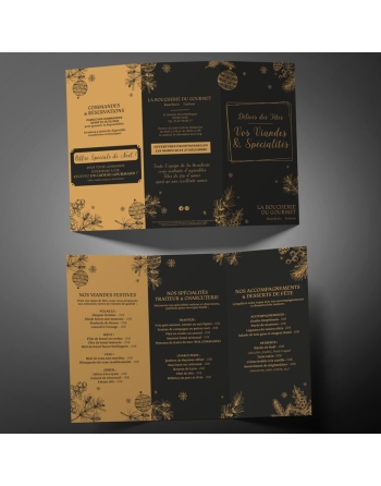 Dépliants Festifs pour les Fêtes de Fin d'Année - Format 10x21 cm - 3 Volets