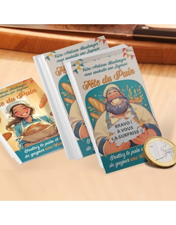 Tickets à gratter personnalisés pour artisans et commerçants édition Fête du Pain – Boostez vos ventes et fidélisez vos clients