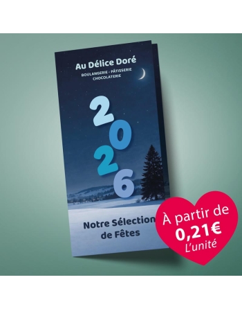 Dépliants Festifs pour les Fêtes de Fin d'Année -Format 10x21 cm - 2 Volets