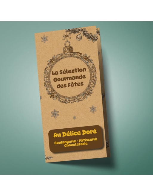 Dépliants Festifs pour les Fêtes de Fin d'Année -Format 10x21 cm - 2 Volets