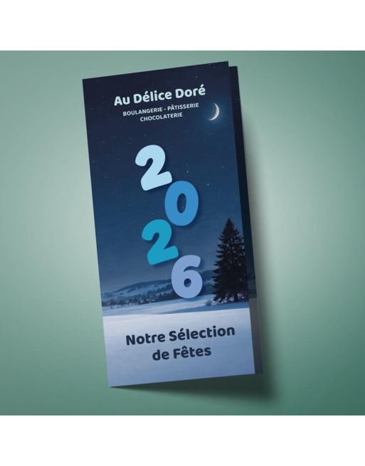 Dépliants Festifs pour les Fêtes de Fin d'Année -Format 10x21 cm - 2 Volets