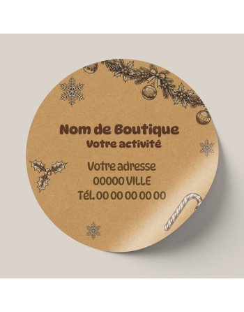 Étiquette en rouleau personnalisée « Krafty » pour Noël
